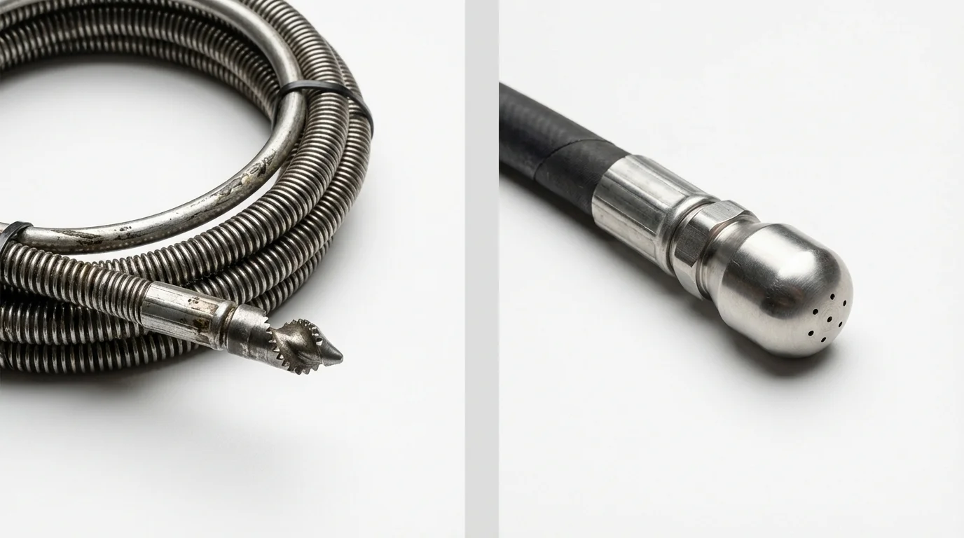 Drain snake cable and hydro jetting nozzle used for drain cleaning in Sonoma, CA