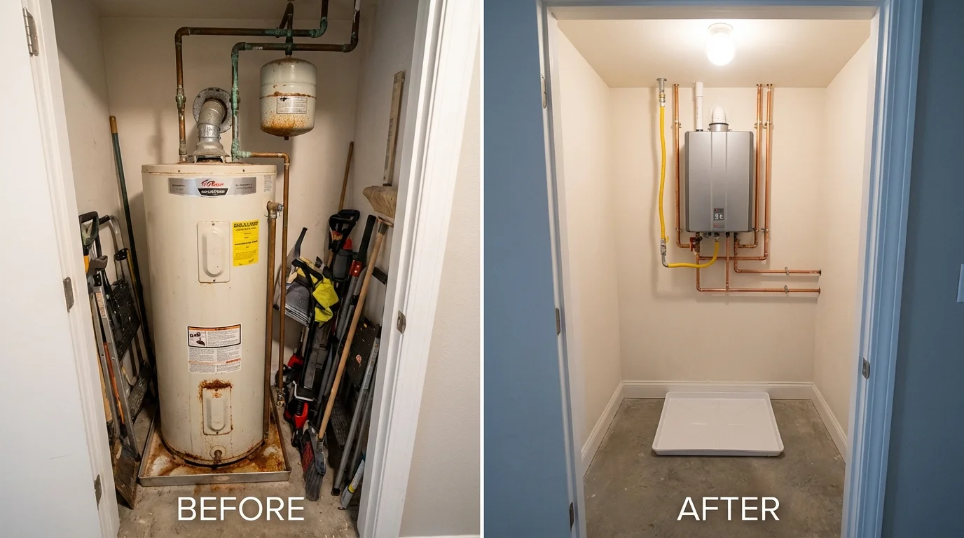 Tank water heater versus wall-mounted tankless unit comparison for Sonoma, CA homeowners