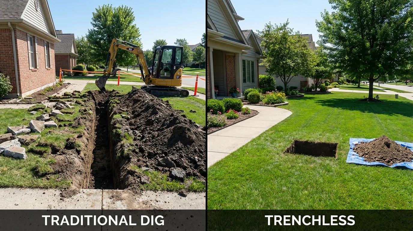 Trenchless sewer repair with minimal yard damage versus traditional excavation in Sonoma, CA